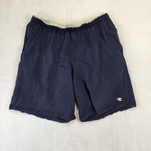 Vintage Champion Navy Blue Jersey Athletic Shorts Mens Large Embroidered Logo